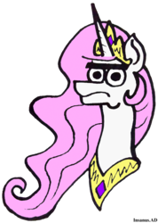 Size: 1864x2616 | Tagged: safe, artist:insanus.ad, princess celestia, alicorn, pony, g4, bust, eyebrows, face, female, funny, look of disapproval, mare, meme, meme face, pink-mane celestia, simple background, solo, transparent background
