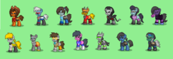 Size: 1380x474 | Tagged: safe, pony, pony town, crossover, female, green background, male, mare, overwatch, simple background, stallion