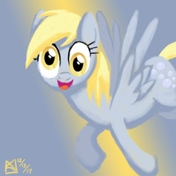 Size: 1500x1500 | Tagged: safe, artist:kelseyleah, derpy hooves, pony, g4, female, mare, solo, spread wings, wings