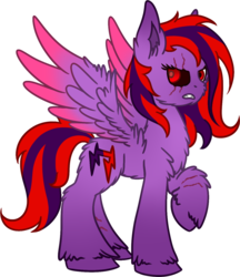 Size: 1127x1307 | Tagged: safe, artist:shad0w-galaxy, oc, oc only, oc:kana, pegasus, pony, black sclera, eye scar, female, heterochromia, raised hoof, red eyes, scar, simple background, solo, transparent background