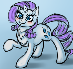 Size: 533x503 | Tagged: safe, artist:countaile, rarity, pony, g4, blushing, chest fluff, cute, female, mare, raised hoof, raribetes, smiling, solo, wingding eyes