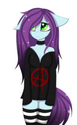 Size: 2062x3343 | Tagged: safe, artist:mimihappy99, oc, oc only, oc:mimi happy, anthro, anarchy, arm behind back, clothes, high res, simple background, socks, solo, striped socks, transparent background