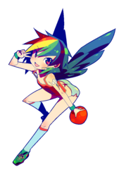 Size: 619x917 | Tagged: safe, artist:born-to-die, rainbow dash, human, g4, breasts, buttcrack, delicious flat chest, female, humanized, peace sign, rainbow flat, shoes, simple background, sneakers, solo, transparent background, winged humanization, wings
