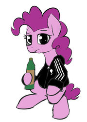 Size: 396x553 | Tagged: safe, artist:sentyflayer, artist:wenni, pinkie pie, earth pony, pony, g4, adidas, alcohol, clothes, colored, female, gopnik, mare, russia, simple background, solo, white background, wine