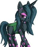 Size: 128x160 | Tagged: safe, artist:friendlyfirefox, princess cadance, queen chrysalis, pony, g4, clothes, costume, female, nightmare night costume, pixel art, simple background, solo, transparent background