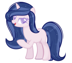 Size: 1024x893 | Tagged: safe, artist:talentspark, oc, oc only, oc:night grace, pony, ethereal mane, female, mare, raised hoof, simple background, solo, starry mane, transparent background