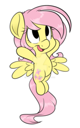 Size: 900x1440 | Tagged: safe, artist:fluffyxai, fluttershy, pegasus, pony, g4, belly button, chibi, female, flying, happy, looking up, mare, no pupils, open mouth, simple background, smiling, solo, spread wings, sticker, transparent background, watermark, wings