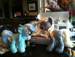 Size: 320x240 | Tagged: safe, artist:sweetwaterpony, derpy hooves, lyra heartstrings, g4, irl, photo, plushie