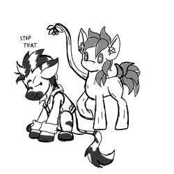 Size: 1000x1000 | Tagged: safe, artist:taletrotter, oc, oc only, oc:dust, oc:flower (taletrotter), dryad, zebra, fallout equestria, christmas, doodle, fallout equestria: the years between, female, hearth's warming, holiday, lineart, male, mistletoe, no eyelashes, sketch, stallion, the years between, zebra oc