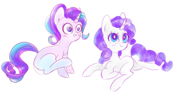 Size: 802x442 | Tagged: artist needed, safe, edit, rarity, starlight glimmer, g4, duo
