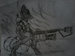 Size: 320x240 | Tagged: safe, artist:christomwow, pony, ponified, pyro (tf2), solo, team fortress 2, traditional art