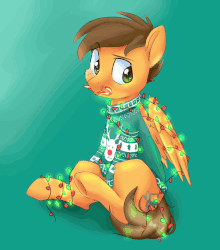 Size: 2626x2978 | Tagged: safe, alternate version, artist:pucksterv, oc, oc only, oc:compylight, pegasus, pony, animated, candy, candy cane, christmas, christmas lights, christmas sweater, clothes, food, gif, green background, high res, holiday, male, simple background, solo, sweater