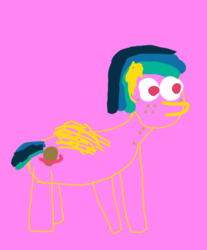 Size: 534x646 | Tagged: safe, oc, oc only, oc:apogee, pegasus, pony, 1000 hours in ms paint, female, freckles, mare, pink background, simple background, solo, stylistic suck