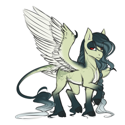 Size: 4000x4000 | Tagged: safe, artist:askbubblelee, oc, oc only, oc:pandie, pegasus, pony, alternate design, cloven hooves, female, leonine tail, mare, simple background, solo, white background