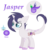 Size: 489x507 | Tagged: safe, artist:superrosey16, oc, oc only, oc:jasper, dracony, hybrid, cutie mark background, ear fluff, horn, interspecies offspring, leonine tail, male, offspring, parent:rarity, parent:spike, parents:sparity, pixel art, reference sheet, signature, simple background, solo, transparent background, watermark