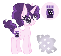 Size: 1260x1161 | Tagged: safe, artist:casanova-mew, oc, oc only, oc:black current, pony, unicorn, female, mare, offspring, parent:double diamond, parent:sugar belle, parents:sugardiamond, reference sheet, simple background, solo, white background