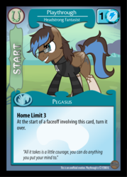 Size: 948x1323 | Tagged: safe, artist:flash equestria photography, oc, oc only, oc:playthrough, pegasus, pony, g4, card, clothes, commission, fighting stance, glasses, hoodie, male, smiling, stallion, trading card, vector