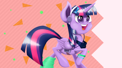 Size: 3840x2160 | Tagged: safe, artist:atomic8497, twilight sparkle, alicorn, pony, g4, 80's fashion, 80s, bow, female, freestyle, hair bow, headphones, high res, leg warmers, solo, twilight sparkle (alicorn), walkman
