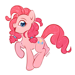 Size: 2680x2680 | Tagged: safe, artist:lispp, pinkie pie, earth pony, pony, g4, alternate hairstyle, female, high res, mare, pigtails, simple background, smiling, solo