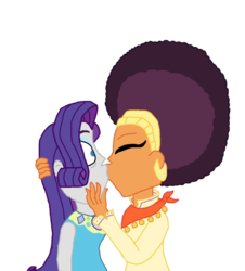 Size: 850x941 | Tagged: safe, artist:ktd1993, rarity, saffron masala, human, equestria girls, g4, afro, duo, equestria girls-ified, female, kiss on the lips, kissing, lesbian, raffron, shipping, simple background, transparent background