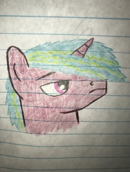 Size: 4032x3024 | Tagged: safe, artist:sirbumpaous, oc, oc only, oc:aurora solstice, pony, lined paper, solo, traditional art