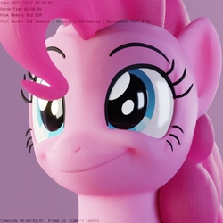 Size: 512x512 | Tagged: safe, artist:therealdjthed, pinkie pie, earth pony, pony, g4, 3d, 3d model, blender, blender cycles, cute, cycles render, female, happy, mare, model:djthed, simple background, smiling, solo