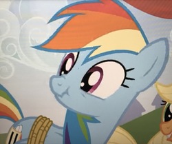 Size: 3622x3024 | Tagged: safe, screencap, rainbow dash, pegasus, pony, fall weather friends, g4, cropped, female, high res, mare, needs more jpeg, scrunchy face, solo
