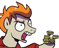 Size: 197x161 | Tagged: safe, artist:brenda hickey, edit, idw, pony, spoiler:comic, spoiler:comicholiday2017, background removed, bits, cropped, futurama, male, meme, philip j. fry, ponified, reaction image, shut up and take my money, simple background, solo, stallion, transparent background