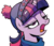 Size: 291x252 | Tagged: safe, artist:brenda hickey, edit, idw, twilight sparkle, alicorn, pony, g4, spoiler:comic, spoiler:comicholiday2017, background removed, bust, clothes, female, frown, glare, hat, lidded eyes, mare, open mouth, portrait, scarf, simple background, solo, transparent background, twilight sparkle (alicorn)