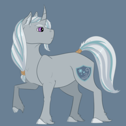 Size: 1917x1916 | Tagged: safe, artist:ganashiashaka, oc, oc only, oc:aegis frost, pony, unicorn, male, offspring, parent:royal guard, parent:trixie, raised hoof, solo, stallion