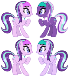 Size: 850x934 | Tagged: safe, artist:colossalstinker, aloe, lotus blossom, starlight glimmer, earth pony, pony, g4, female, mare, race swap, recolor, simple background, transparent background