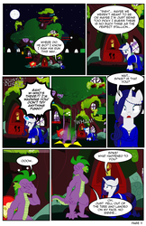 Size: 792x1224 | Tagged: safe, artist:dekomaru, rarity, spike, dragon, pony, comic:the greatest gift, g4, clothes, comic, dress, female, golden oaks library, male, night, older, older spike, ship:sparity, shipping, straight