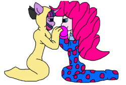 Size: 1024x692 | Tagged: safe, artist:alvaxerox, pinkie pie, twilight sparkle, anthro, equestria girls, g4, clothes, female, footed sleeper, lesbian, ship:twinkie, shipping