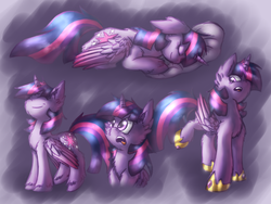 Size: 3000x2250 | Tagged: safe, artist:shad0w-galaxy, twilight sparkle, alicorn, pony, g4, cheek fluff, chest fluff, colored sketch, ear fluff, eyes closed, female, high res, mare, sleeping, smiling, solo, twilight sparkle (alicorn)