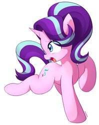 Size: 1519x1918 | Tagged: safe, artist:maren, starlight glimmer, pony, unicorn, female, looking back, mare, scared, simple background, solo, white background