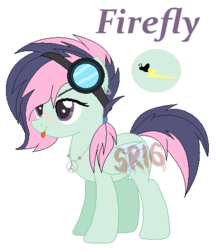 Size: 396x459 | Tagged: safe, artist:superrosey16, oc, oc only, oc:firefly, pegasus, pony, female, goggles, mare, offspring, parent:fluttershy, parent:soarin', parents:soarinshy, simple background, solo, transparent background, watermark