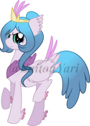 Size: 1024x1428 | Tagged: safe, artist:t-aroutachiikun, oc, oc only, oc:princess coriolis, hybrid, feathered fetlocks, female, magical lesbian spawn, offspring, parent:princess celestia, parent:queen novo, raised hoof, simple background, solo, transparent background