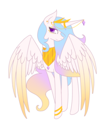Size: 994x1156 | Tagged: safe, artist:lady-cold, princess celestia, alicorn, pony, g4, alternate design, alternate universe, female, horn, horn jewelry, jewelry, mare, simple background, solo, transparent background