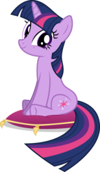 Size: 2612x4460 | Tagged: safe, artist:tomfraggle, twilight sparkle, pony, unicorn, g4, stare master, cute, female, looking at you, mare, pillow, simple background, sitting, sitting on pillow, smiling, solo, transparent background, unicorn twilight, vector