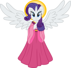 Size: 1500x1439 | Tagged: safe, artist:cloudy glow, rarity, alicorn, angel, pony, semi-anthro, g4, alicornified, angel rarity, beautiful, bipedal, clothes, female, halo, looking at you, mare, race swap, raricorn, simple background, smiling, spread wings, transparent background, wings