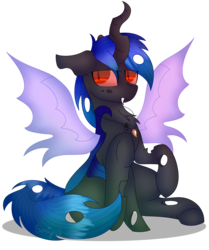 Size: 2558x3067 | Tagged: safe, artist:tomboygirl45, oc, oc only, oc:imitation, changeling, blue changeling, high res, male, simple background, sitting, solo, transparent background