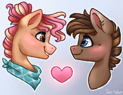 Size: 1800x1400 | Tagged: safe, artist:twixyamber, oc, oc only, earth pony, pony, bust, heart, male, portrait, shipping, stallion