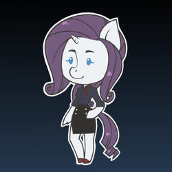 Size: 900x900 | Tagged: safe, artist:cpwny, rarity, anthro, g4, chibi, clothes, cute, female, gradient background, shoes, side slit, skirt, solo