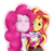 Size: 3500x3300 | Tagged: safe, artist:vicakukac200, pinkie pie, sunset shimmer, equestria girls, g4, my little pony equestria girls: legend of everfree, camp everfree outfits, clothes, crossed arms, cute, duo, eyes closed, high res, hug, scene interpretation, shirt, shorts, smiling