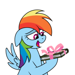 Size: 2000x2000 | Tagged: source needed, useless source url, safe, artist:radek1212, edit, rainbow dash, pegasus, pony, book, female, happy, hoof hold, lidded eyes, mare, present, raised hoof, sfw edit, simple background, solo, trace, transparent background, vector