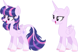 Size: 645x430 | Tagged: safe, artist:pandemiamichi, twilight sparkle, alicorn, classical unicorn, pony, g4, bald, base used, female, folded wings, horn, leonine tail, mare, simple background, solo, transparent background, twilight sparkle (alicorn)