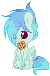 Size: 207x309 | Tagged: safe, artist:marielle5breda, oc, oc only, oc:weather storm, pegasus, pony, chibi, cookie, female, food, mare, simple background, sitting, solo, transparent background