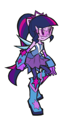 Size: 600x1000 | Tagged: safe, artist:rvceric, sci-twi, twilight sparkle, equestria girls, g4, my little pony equestria girls: better together, super squad goals, boots, clothes, crystal guardian, crystal wings, female, fist, high heel boots, pantyhose, ponied up, shoes, simple background, solo, transparent background, visor