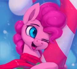 Size: 800x716 | Tagged: safe, artist:rodrigues404, pinkie pie, earth pony, pony, g4, candy, candy cane, cute, diapinkes, female, food, mare, one eye closed, smiling, solo