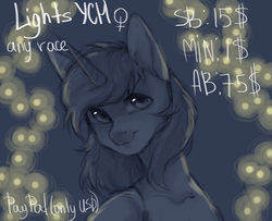 Size: 1478x1200 | Tagged: safe, artist:cottonpaws, oc, oc only, bust, commission, lights, portrait, your character here